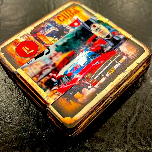 Legendario Ron Cuba, vintage art wooden laminated coaster set, never used - Picture 3 of 3